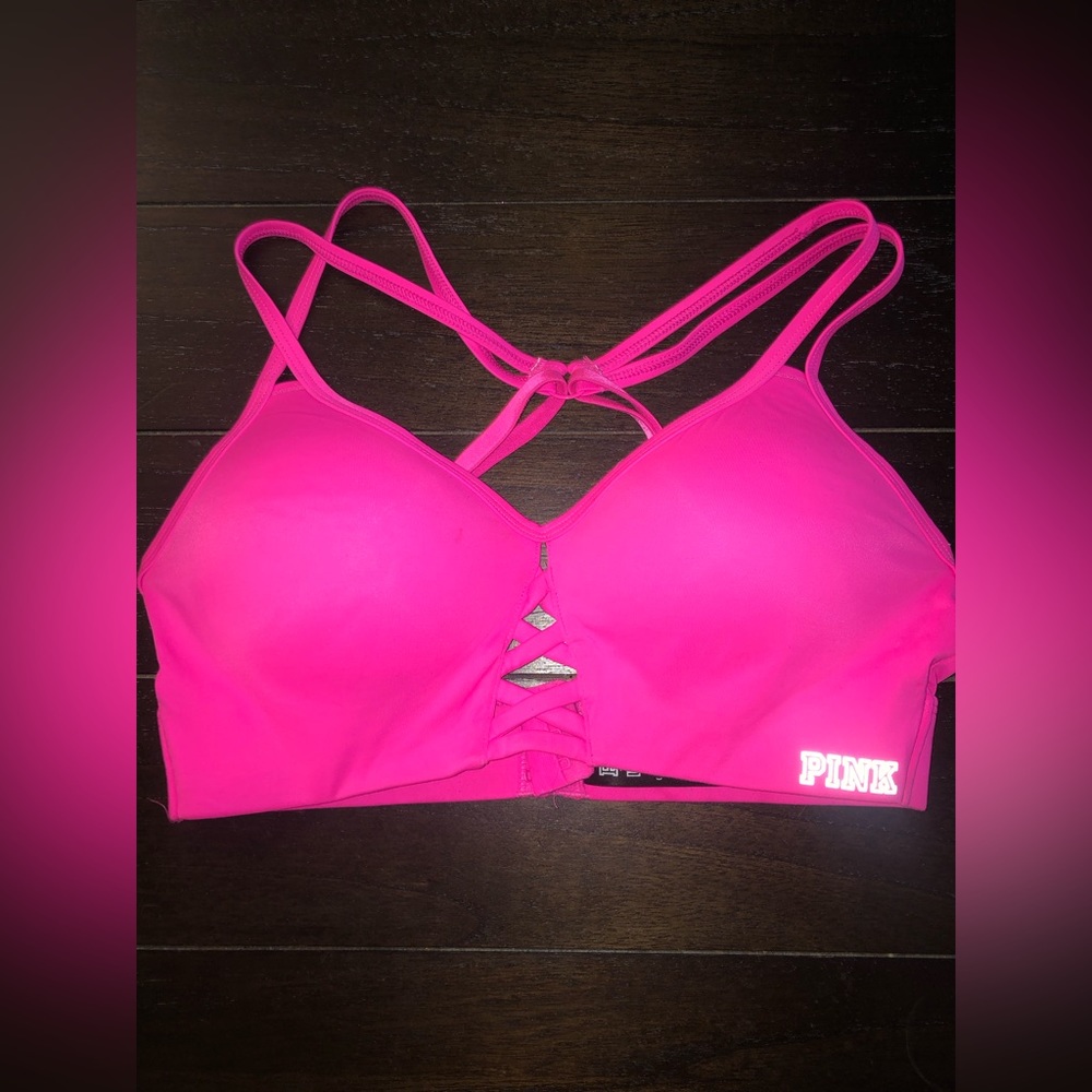 Pink sports bra